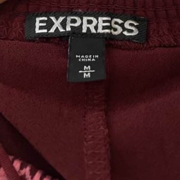 Express Burgundy Halter Maxi Dress with Pink Trim | Size Medium - Picture 9 of 13